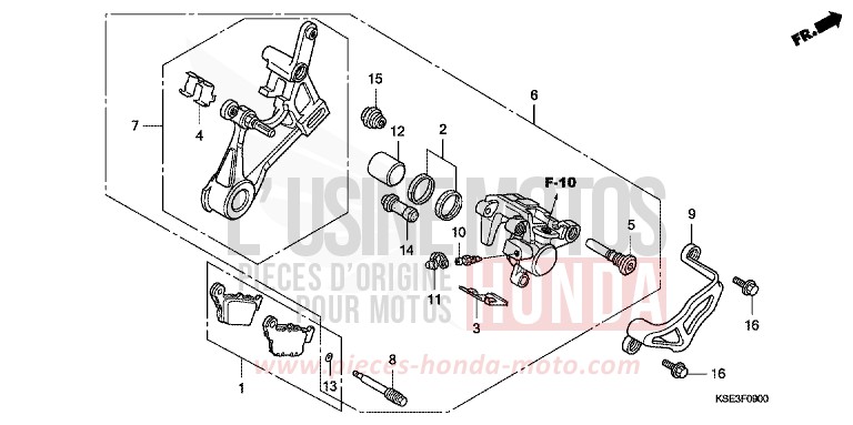 ETRIER DE FREIN ARRIERE de CRF150R "Grandes Roues" EXTREME RED (R292) 2007